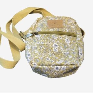 Floral Crossbody Bag Yellow Canvas Purse Cottagecore Botanical